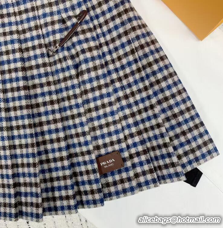 ​Buy Discount Prada Pleated Checked Wool Twill Miniskirt PA8541