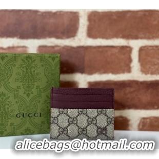 Grade Design Gucci GG Canvas Card Case Wallet with GG Detail ‎795230 Burgundy 2024