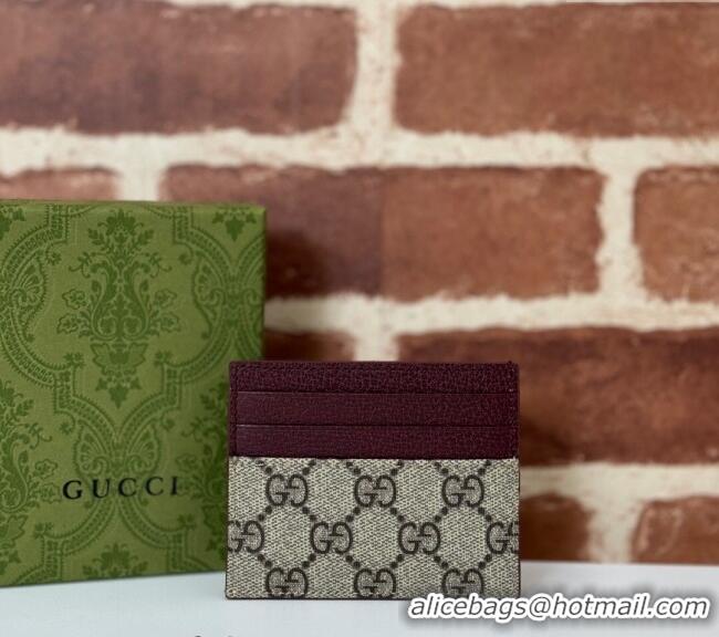 Grade Design Gucci GG Canvas Card Case Wallet with GG Detail ‎795230 Burgundy 2024