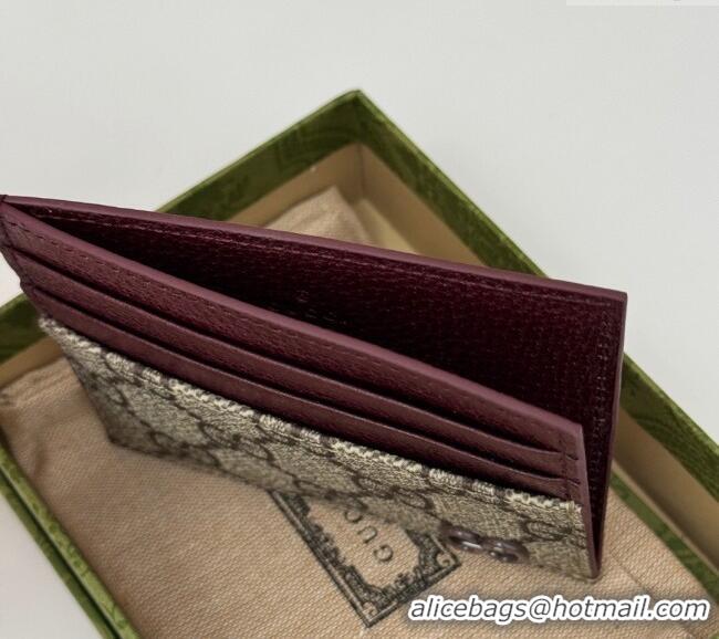 Grade Design Gucci GG Canvas Card Case Wallet with GG Detail ‎795230 Burgundy 2024
