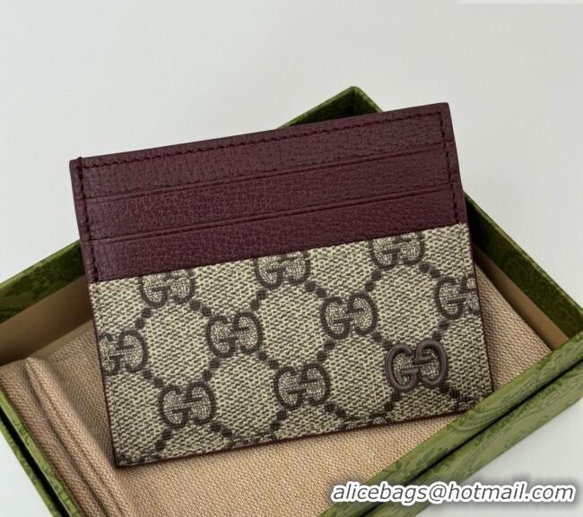 Grade Design Gucci GG Canvas Card Case Wallet with GG Detail ‎795230 Burgundy 2024