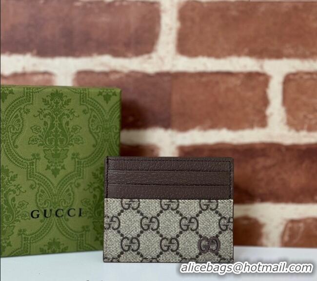 Top Quality Gucci GG Canvas Card Case Wallet with GG Detail ‎795230 Brown 2024
