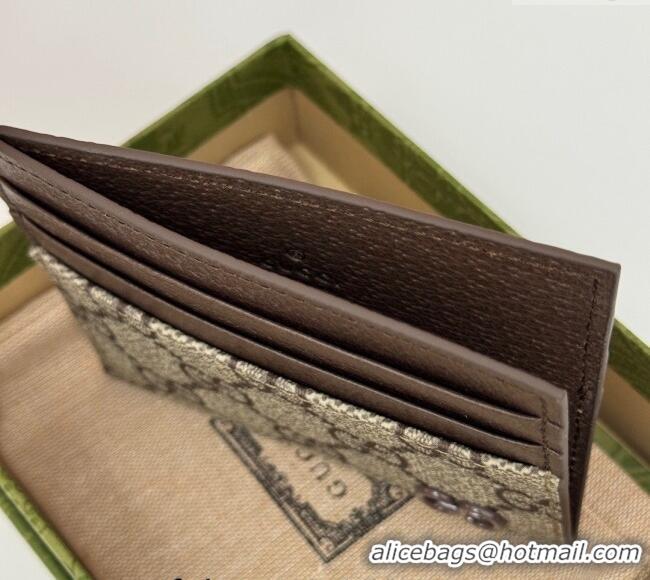 Top Quality Gucci GG Canvas Card Case Wallet with GG Detail ‎795230 Brown 2024