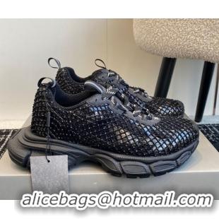 Good Looking Balenciaga 3XL Fishnet Sneakers in Strass Mesh Black 0219076