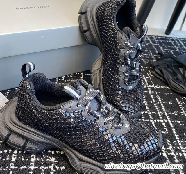 Good Looking Balenciaga 3XL Fishnet Sneakers in Strass Mesh Black 0219076