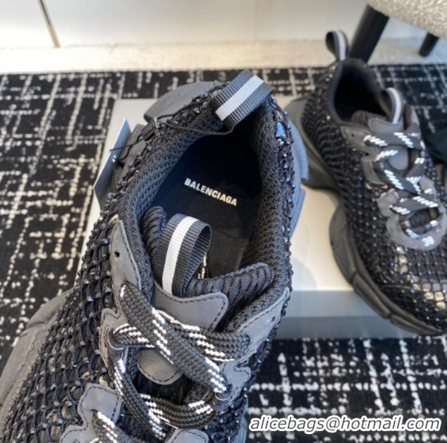 Good Looking Balenciaga 3XL Fishnet Sneakers in Strass Mesh Black 0219076