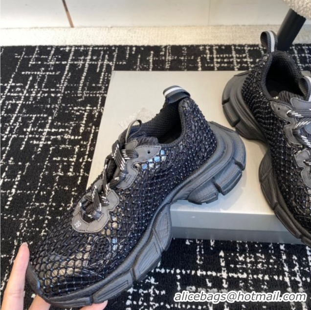 Good Looking Balenciaga 3XL Fishnet Sneakers in Strass Mesh Black 0219076