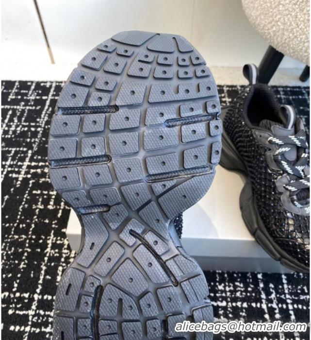 Good Looking Balenciaga 3XL Fishnet Sneakers in Strass Mesh Black 0219076