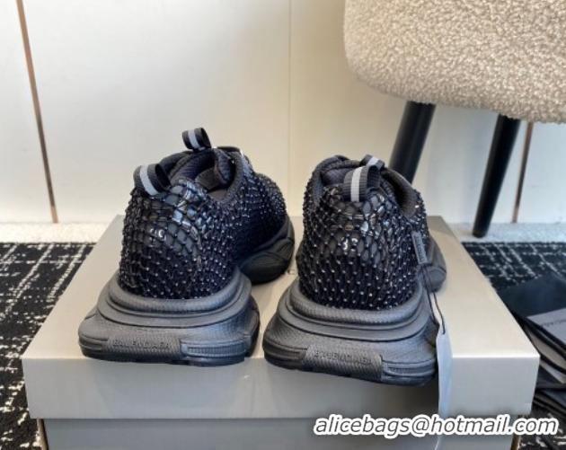 Good Looking Balenciaga 3XL Fishnet Sneakers in Strass Mesh Black 0219076