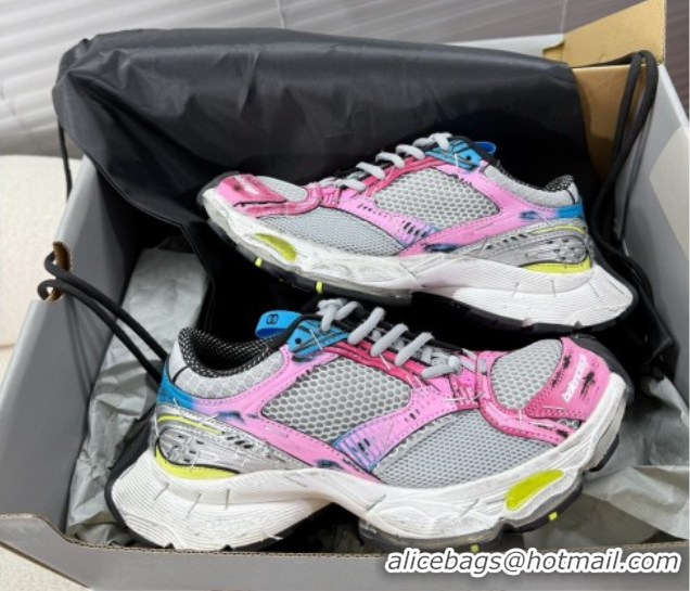 Purchase Balenciaga Stapler Sneakers in Mesh Pink/Grey 0604056