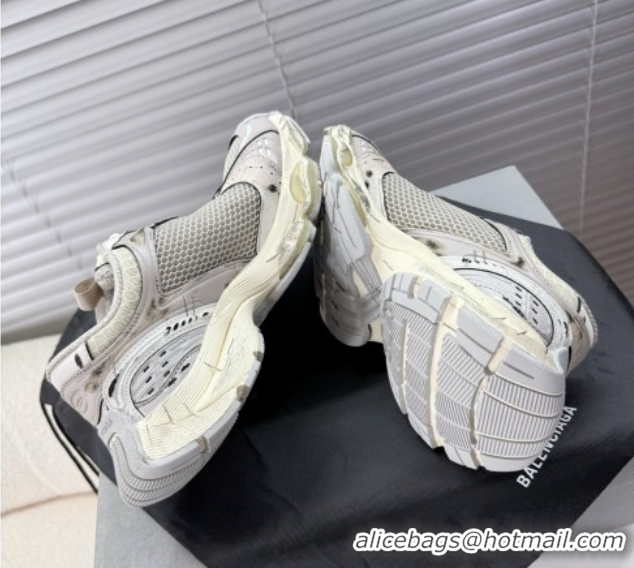 Classic Hot Balenciaga Stapler Sneakers in Mesh White/Grey 0604058