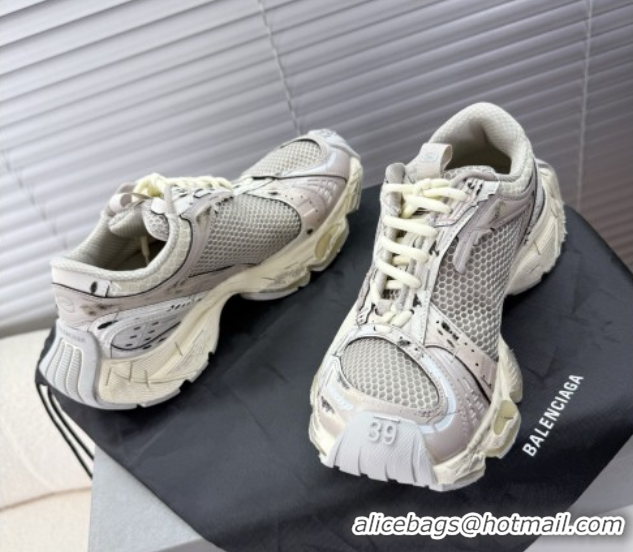 Classic Hot Balenciaga Stapler Sneakers in Mesh White/Grey 0604058
