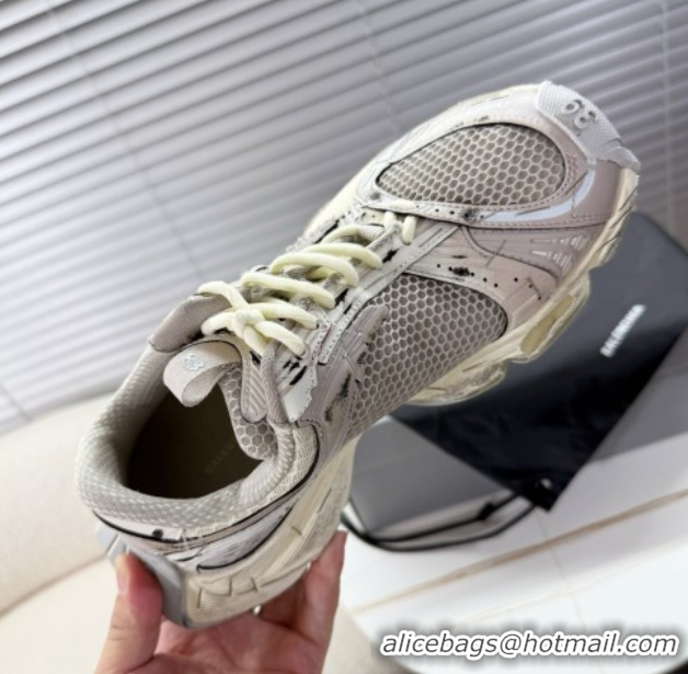 Classic Hot Balenciaga Stapler Sneakers in Mesh White/Grey 0604058