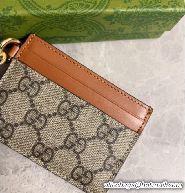 Buy Cheap Gucci GG Canvas Emblem Card Case Wallet with Strap 819121 Beige/Brown 2024
