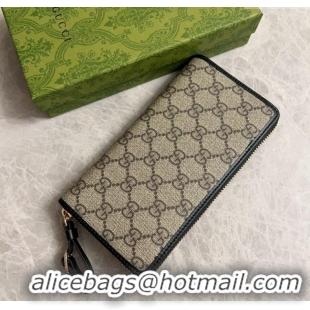 Well Crafted Gucci GG Canvas Emblem Long Wallet with Strap 821803 Beige/Black 2024