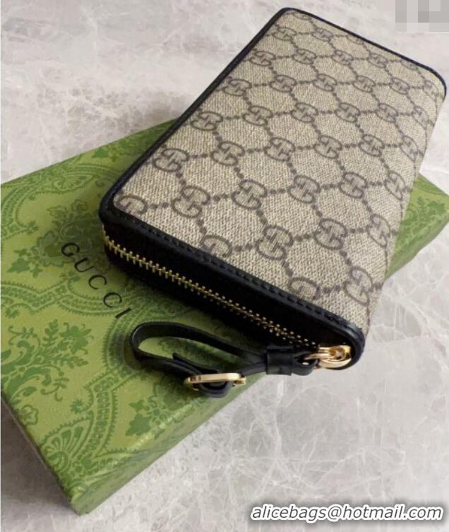Well Crafted Gucci GG Canvas Emblem Long Wallet with Strap 821803 Beige/Black 2024
