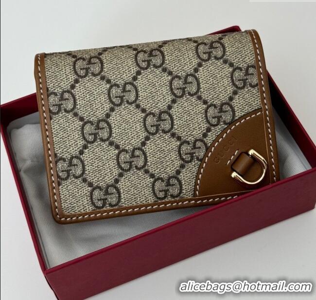 Promotional Gucci GG Canvas Emblem Mini Wallet 820692 Beige/Brown 2024