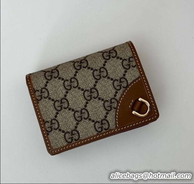 Promotional Gucci GG Canvas Emblem Mini Wallet 820692 Beige/Brown 2024