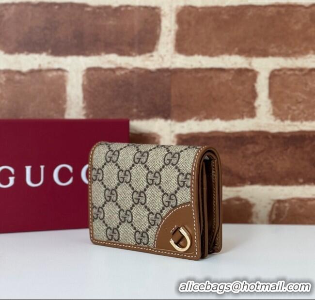 Promotional Gucci GG Canvas Emblem Mini Wallet 820692 Beige/Brown 2024