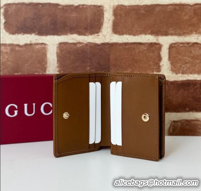 Promotional Gucci GG Canvas Emblem Mini Wallet 820692 Beige/Brown 2024