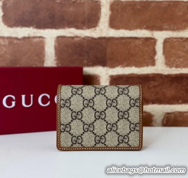 Promotional Gucci GG Canvas Emblem Mini Wallet 820692 Beige/Brown 2024