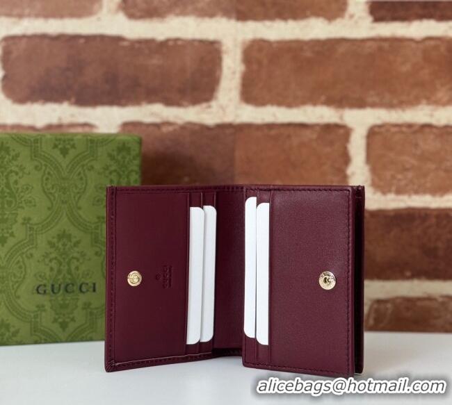 Top Quality Gucci Horsebit 1955 GG Canvas Card Case Wallet 621887 Burgundy 2024