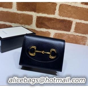 Best Price Gucci Horsebit 1955 Leather Card Case Wallet 621887 Black 2024