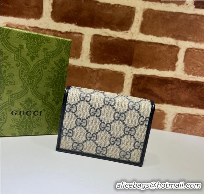 Grade Design Gucci Horsebit 1955 GG Canvas Card Case Wallet 621887 Blue 2024