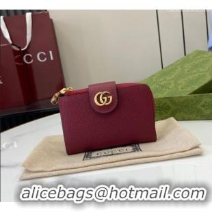 Buy Inexpensive Gucci Medium Double G Wallet with Bamboo in Grained Leather 739498 Red 2025