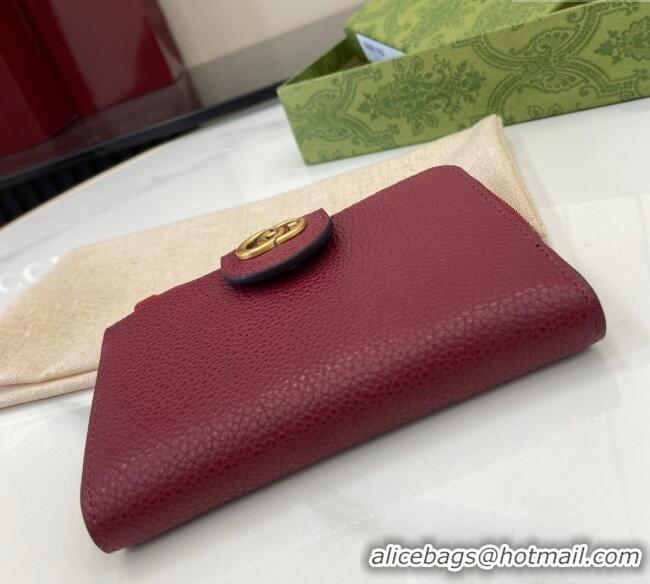 Buy Inexpensive Gucci Medium Double G Wallet with Bamboo in Grained Leather 739498 Red 2025