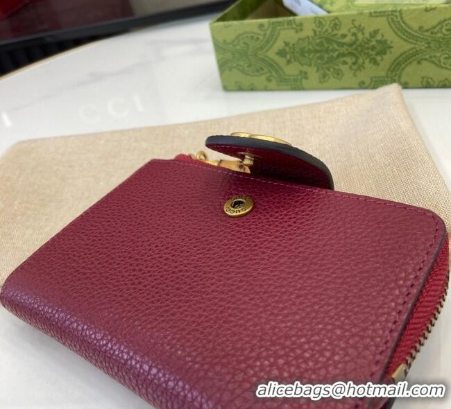 Buy Inexpensive Gucci Medium Double G Wallet with Bamboo in Grained Leather 739498 Red 2025
