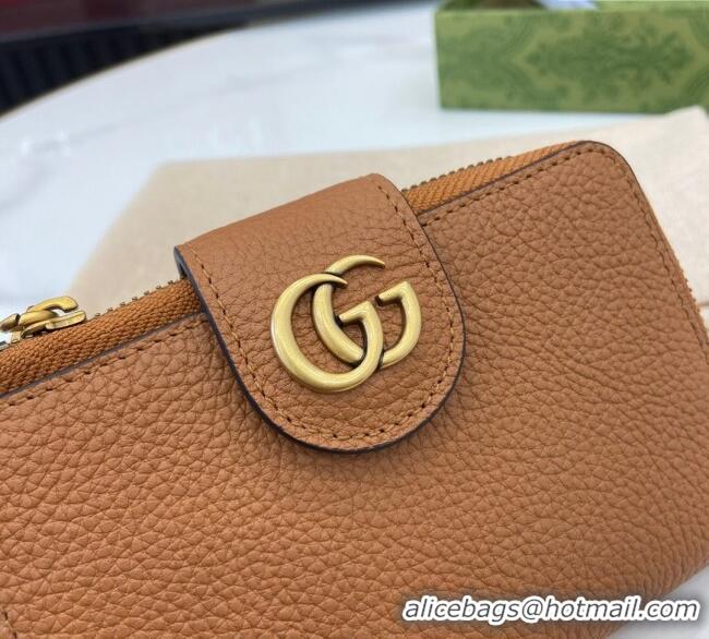 Promotional Gucci Medium Double G Wallet with Bamboo in Grained Leather 739498 Brown 2025