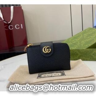 Well Crafted Gucci Medium Double G Wallet with Bamboo in Grained Leather 739498 Black 2025