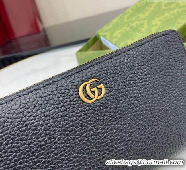 Best Price Gucci Double G Zip Around Long Wallet with Bamboo in Grained Leather 739499 Black 2025