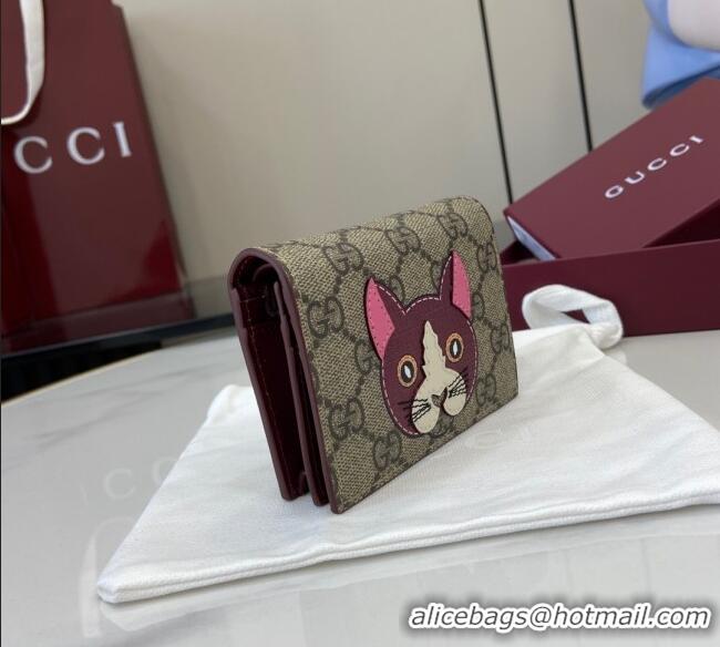 Best Price Gucci GG Canvas Mini Compact Wallet with Cat Detail 818767 Cat 2025