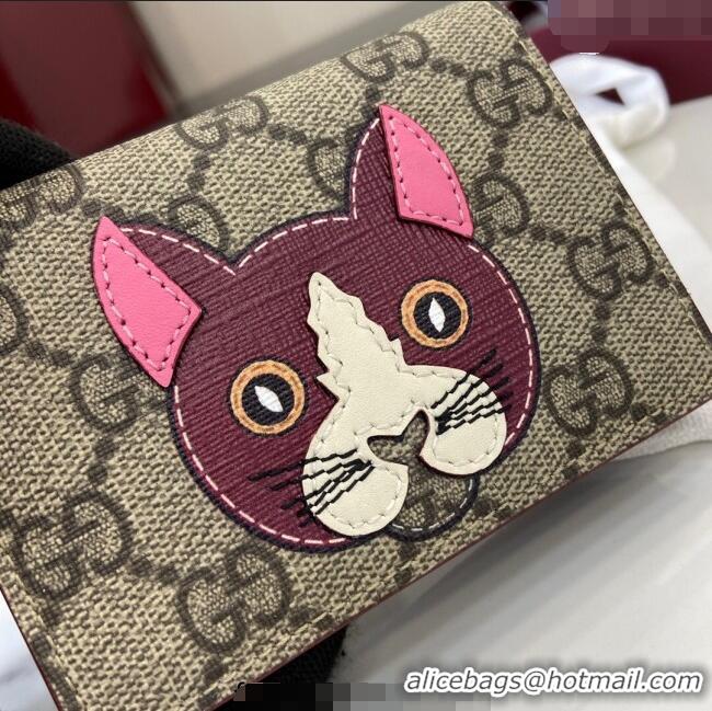 Best Price Gucci GG Canvas Mini Compact Wallet with Cat Detail 818767 Cat 2025