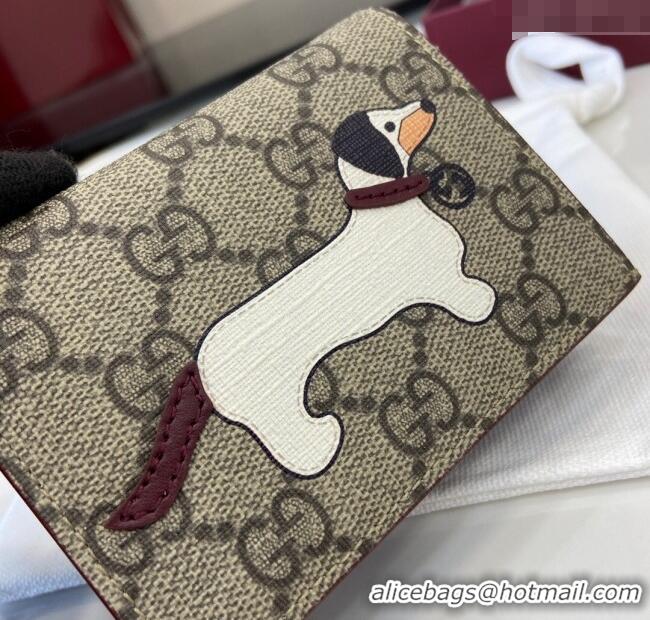 New Fashion Gucci GG Canvas Mini Compact Wallet with Dog Detail 818767 2025