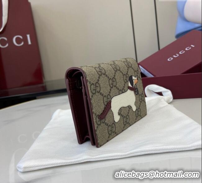 New Fashion Gucci GG Canvas Mini Compact Wallet with Dog Detail 818767 2025