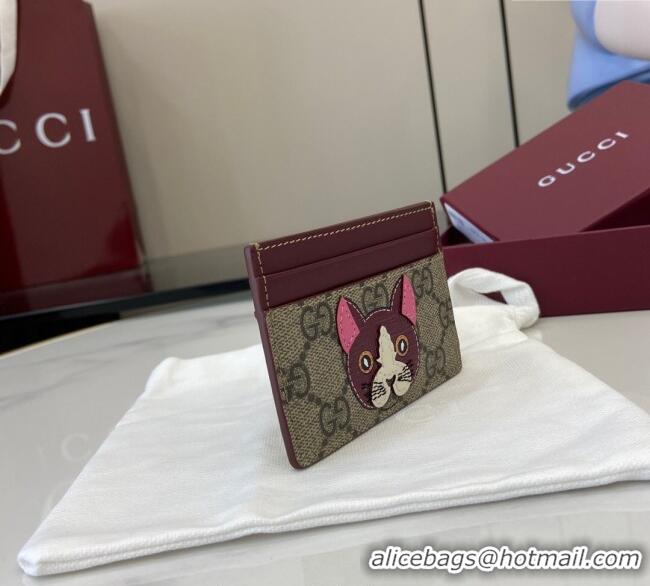Buy Discount Gucci Bi-Color GG Canvas Card Case Wallet with Cat Detail 818769 2025