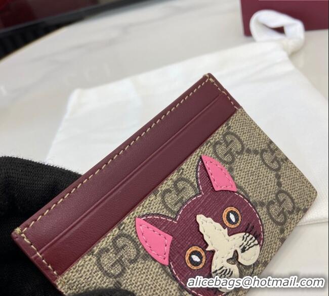 Buy Discount Gucci Bi-Color GG Canvas Card Case Wallet with Cat Detail 818769 2025