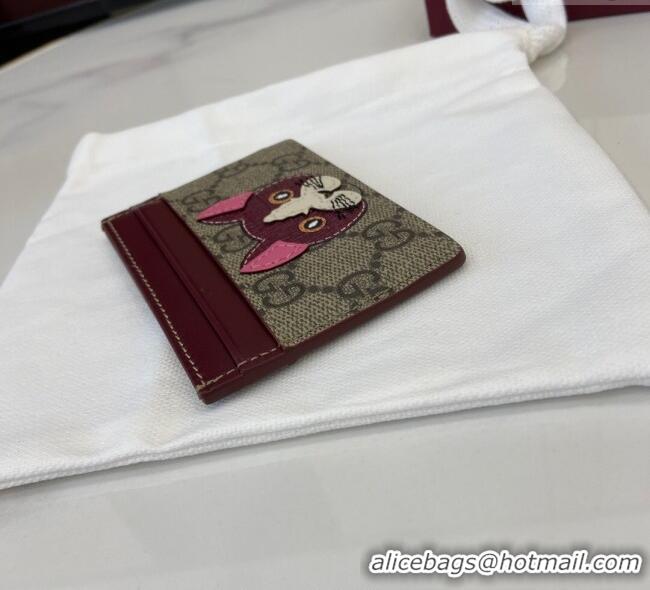 Buy Discount Gucci Bi-Color GG Canvas Card Case Wallet with Cat Detail 818769 2025