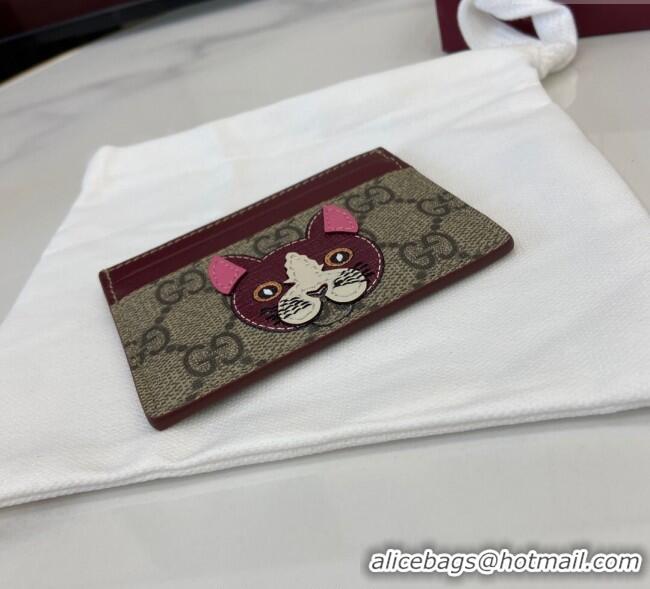 Buy Discount Gucci Bi-Color GG Canvas Card Case Wallet with Cat Detail 818769 2025