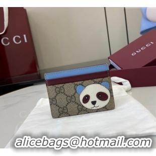 Shop Discount Gucci Bi-Color GG Canvas Card Case Wallet with Panda Detail 818769 2025