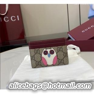 Good Taste Gucci Bi-Color GG Canvas Card Case Wallet with Owl Detail 818769 2025