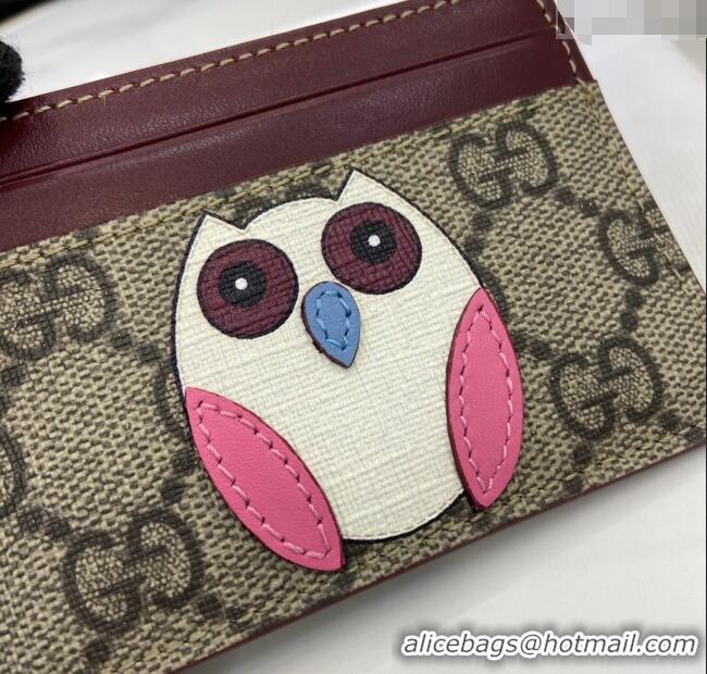 Good Taste Gucci Bi-Color GG Canvas Card Case Wallet with Owl Detail 818769 2025