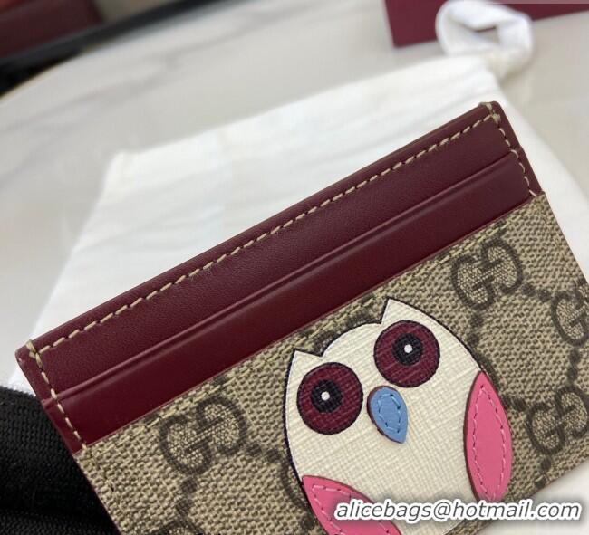 Good Taste Gucci Bi-Color GG Canvas Card Case Wallet with Owl Detail 818769 2025