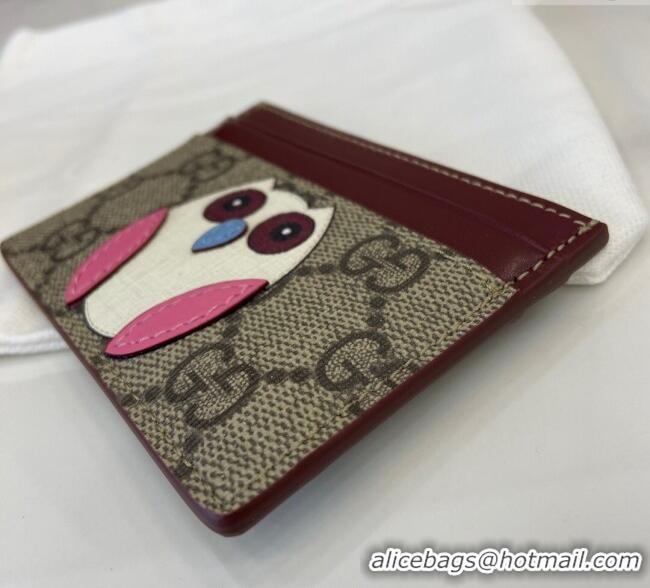 Good Taste Gucci Bi-Color GG Canvas Card Case Wallet with Owl Detail 818769 2025