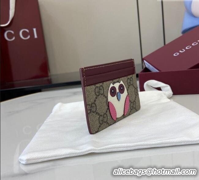Good Taste Gucci Bi-Color GG Canvas Card Case Wallet with Owl Detail 818769 2025