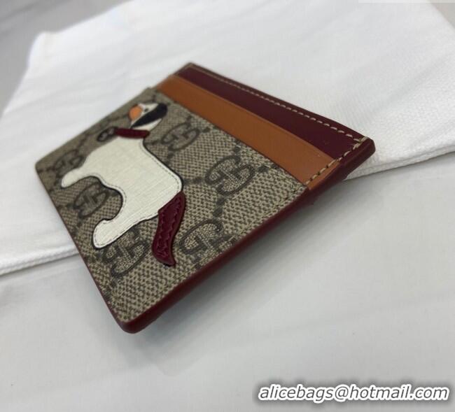 Shop Grade Gucci Bi-Color GG Canvas Card Case Wallet with Dog Detail 818769 2025