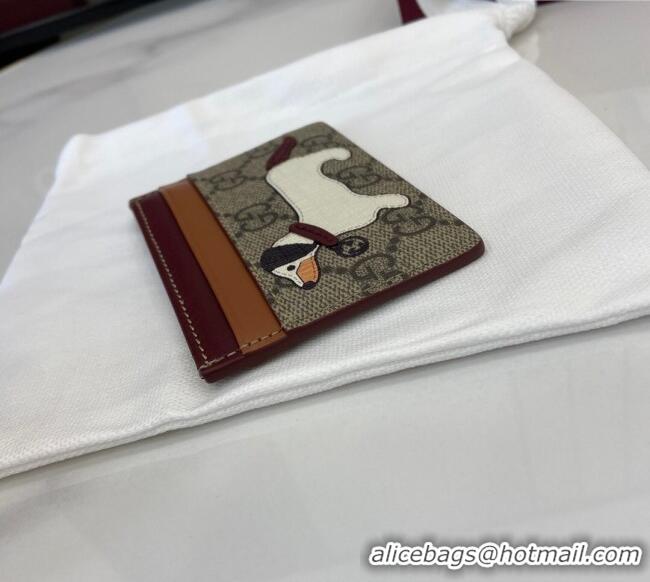 Shop Grade Gucci Bi-Color GG Canvas Card Case Wallet with Dog Detail 818769 2025